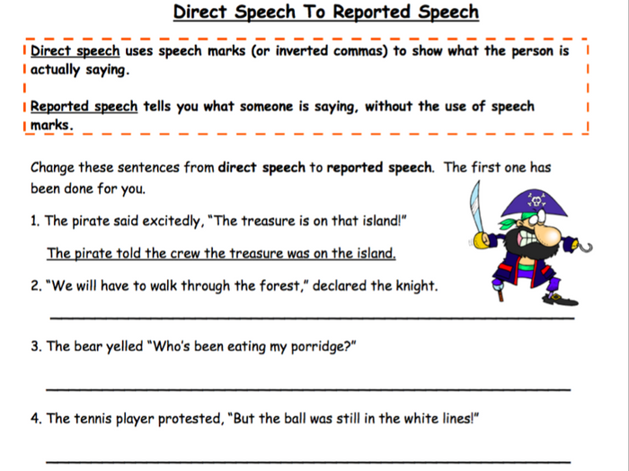 direct speech worksheets with answers